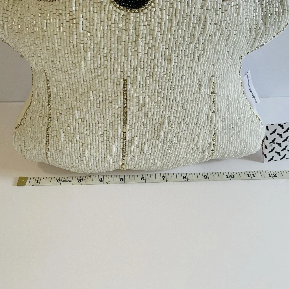 Cupcakes and Cashmere Beaded Ghost Halloween Pillow‎ Heart Eyes